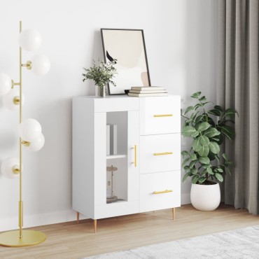 vidaXL Ντουλάπι Γυαλιστερό Λευκό 69,5x34x90cm Επεξεργασμένο Ξύλο 1 τεμ.