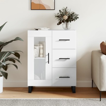 vidaXL Ντουλάπι Γυαλιστερό Λευκό 69,5x34x90cm Επεξεργασμένο Ξύλο 1 τεμ.