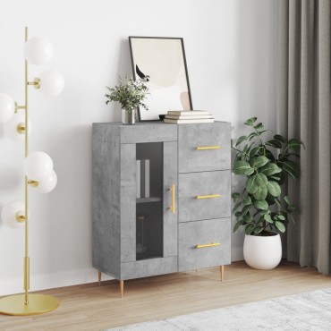 vidaXL Ντουλάπι Γκρι Σκυροδέματος 69,5x34x90cm Επεξεργασμένο Ξύλο 1 τεμ.