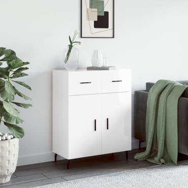 vidaXL Ντουλάπι Γυαλιστερό Λευκό 69,5x34x90cm Επεξεργασμένο Ξύλο 1 τεμ.