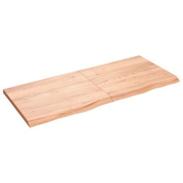 vidaXL Ράφι Τοίχου Ανοιχτό Καφέ 140x60x(2-4)cm Επεξ. Μασίφ Ξύλο Δρυός 1 τεμ.