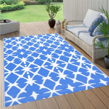 vidaXL χαλί εξωτερικού χώρου ARAKIL μπλε και λευκό 160x230 cm PP