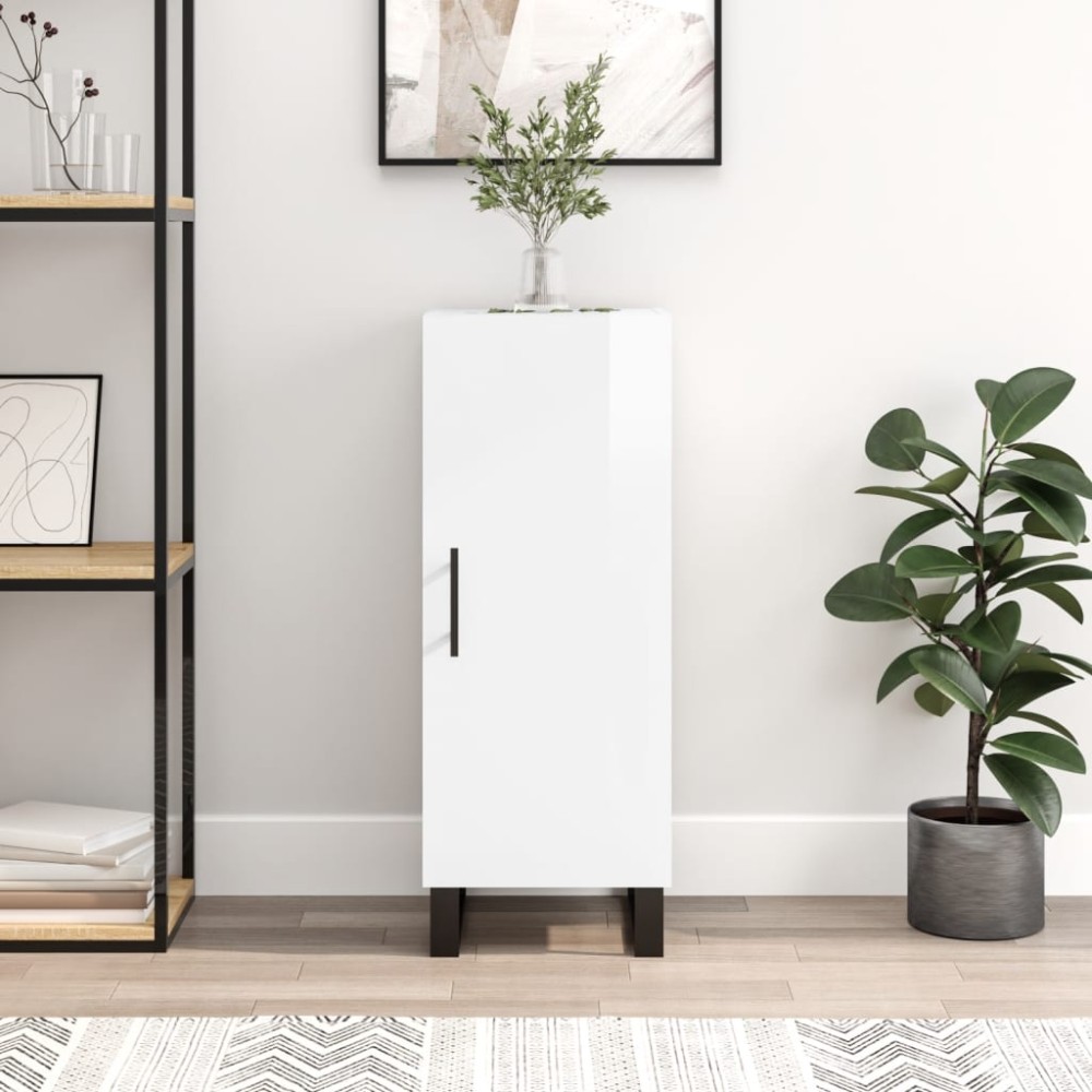 vidaXL Ντουλάπι Γυαλιστερό Λευκό 34,5x34x90cm Επεξεργασμένο Ξύλο 1 τεμ.