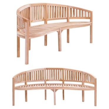 vidaXL Παγκάκι με Καμπυλωτή Πλάτη από Μασίφ Ξύλο Teak 200x51x86cm 1 τεμ.