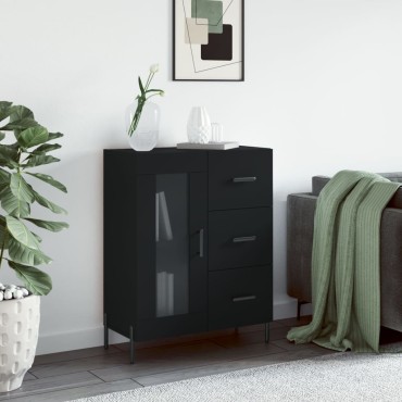 vidaXL Συρταριέρα Μαύρη 69,5x34x90cm από Επεξεργασμένο Ξύλο 1 τεμ.