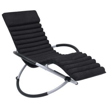 vidaXL Μαξιλάρι Ξαπλώστρας Μαύρο Σουέντ 165x40,5/49x4,5/7,5cm