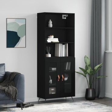 vidaXL Ντουλάπι Μαύρο 69,5x34x180cm από Επεξεργασμένο Ξύλο 1 τεμ.