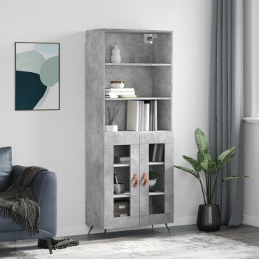 vidaXL Ντουλάπι Γκρι Σκυροδέματος 69,5x34x180cm Επεξεργασμένο Ξύλο 1 τεμ.