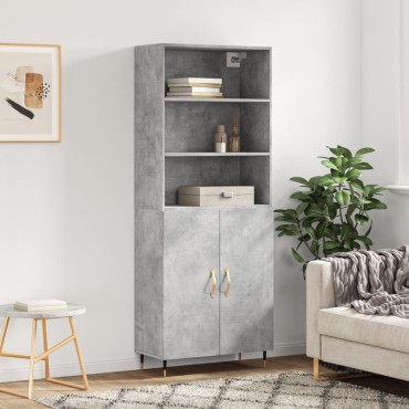 vidaXL Ντουλάπι Γκρι Σκυροδέματος 69,5x34x180cm Επεξεργασμένο Ξύλο 1 τεμ.