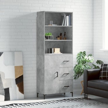 vidaXL Ντουλάπι Γκρι Σκυροδέματος 69,5x34x180cm Επεξεργασμένο Ξύλο 1 τεμ.
