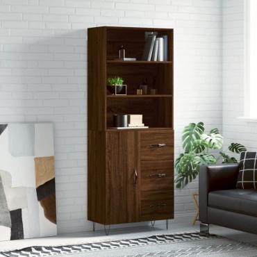 vidaXL Ντουλάπι Καφέ Δρυς 69,5x34x180cm από Επεξεργασμένο Ξύλο 1 τεμ.