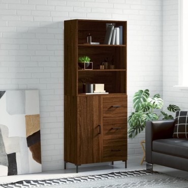 vidaXL Ντουλάπι Καφέ Δρυς 69,5x34x180cm από Επεξεργασμένο Ξύλο 1 τεμ.