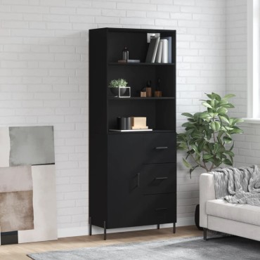 vidaXL Ντουλάπι Μαύρο 69,5x34x180cm από Επεξεργασμένο Ξύλο 1 τεμ.
