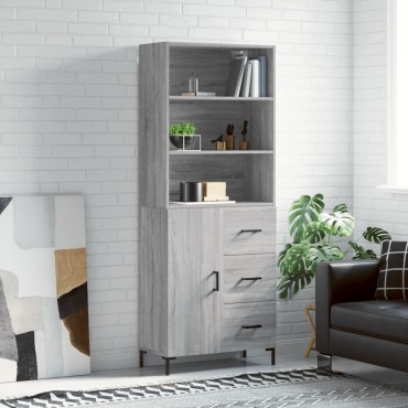 vidaXL Ντουλάπι Γκρι Sonoma 69,5x34x180cm Επεξεργασμένο Ξύλο 1 τεμ.