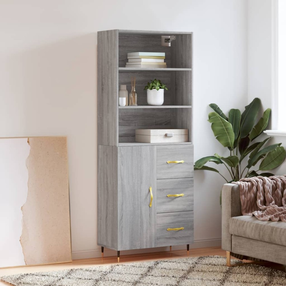vidaXL Ντουλάπι Γκρι Sonoma 69,5x34x180cm Επεξεργασμένο Ξύλο 1 τεμ.