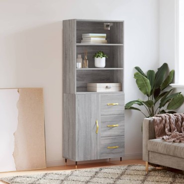 vidaXL Ντουλάπι Γκρι Sonoma 69,5x34x180cm Επεξεργασμένο Ξύλο 1 τεμ.