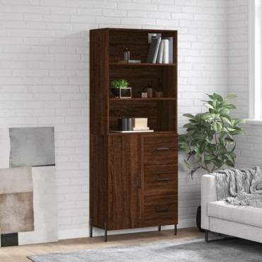 vidaXL Ντουλάπι Καφέ Δρυς 69,5x34x180cm από Επεξεργασμένο Ξύλο 1 τεμ.