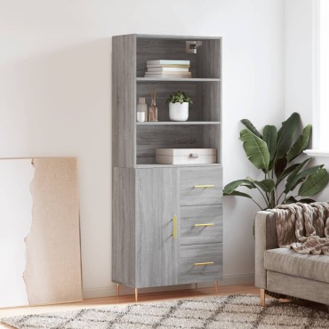 vidaXL Ντουλάπι Γκρι Sonoma 69,5x34x180cm Επεξεργασμένο Ξύλο 1 τεμ.