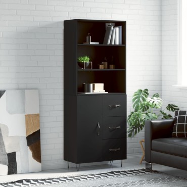 vidaXL Ντουλάπι Μαύρο 69,5x34x180cm από Επεξεργασμένο Ξύλο 1 τεμ.