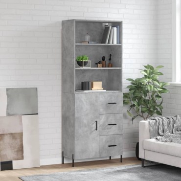 vidaXL Ντουλάπι Γκρι Σκυροδέματος 69,5x34x180cm Επεξεργασμένο Ξύλο 1 τεμ.