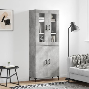 vidaXL Ντουλάπι Γκρι Σκυροδέματος 69,5x34x180cm Επεξεργασμένο Ξύλο 1 τεμ.