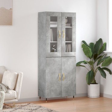 vidaXL Ντουλάπι Γκρι Σκυροδέματος 69,5x34x180cm Επεξεργασμένο Ξύλο 1 τεμ.