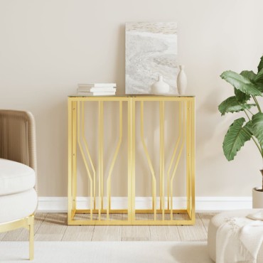 vidaXL Τραπέζι Κονσόλα Χρυσό 70x30x70cm Ανοξείδωτο Ατσάλι και Γυαλί 1 τεμ.