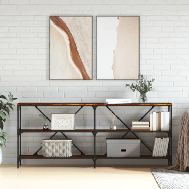vidaXL Τραπέζι Κονσόλα Καπνιστή Δρυς 180x30x75cm Επεξ. Ξύλο/Σίδηρος 1 τεμ.