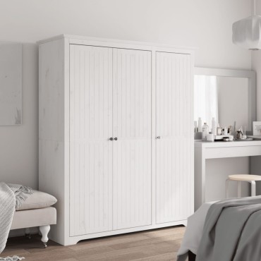 vidaXL Ντουλάπα BODO Λευκή 146x53,5x173cm από Μασίφ Ξύλο Πεύκου 1 τεμ.
