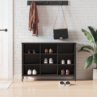 vidaXL Παπουτσοθήκη Μαύρη 100x35x70cm από Επεξεργασμένο Ξύλο