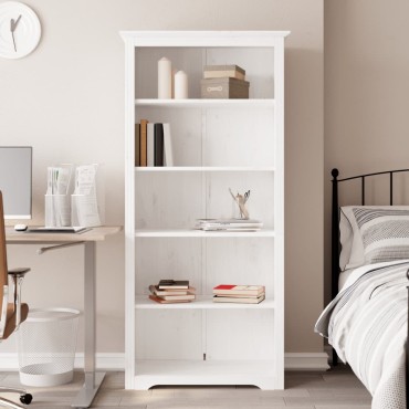 vidaXL Βιβλιοθήκη BODO 5 Επ. Λευκή 82x40x173cm από Μασίφ Ξύλο Πεύκου 1 τεμ.