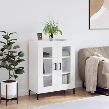 vidaXL Ντουλάπι Γυαλιστερό Λευκό 69,5x34x90cm Επεξεργασμένο Ξύλο 1 τεμ.