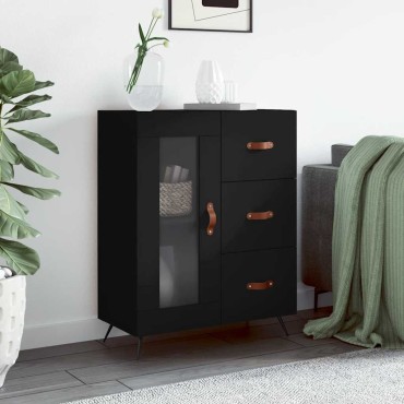 vidaXL Συρταριέρα Μαύρη 69,5x34x90cm από Επεξεργασμένο Ξύλο 1 τεμ.