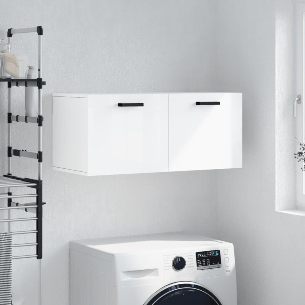 vidaXL Ντουλάπι Τοίχου Γυαλιστερό Λευκό 80x36,5x35cm Επεξεργ. Ξύλο 1 τεμ.