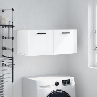 vidaXL Ντουλάπι Τοίχου Γυαλιστερό Λευκό 80x36,5x35cm Επεξεργ. Ξύλο 1 τεμ.