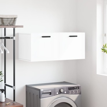 vidaXL Ντουλάπι Τοίχου Γυαλιστερό Λευκό 80x36,5x35cm Επεξεργ. Ξύλο 1 τεμ.