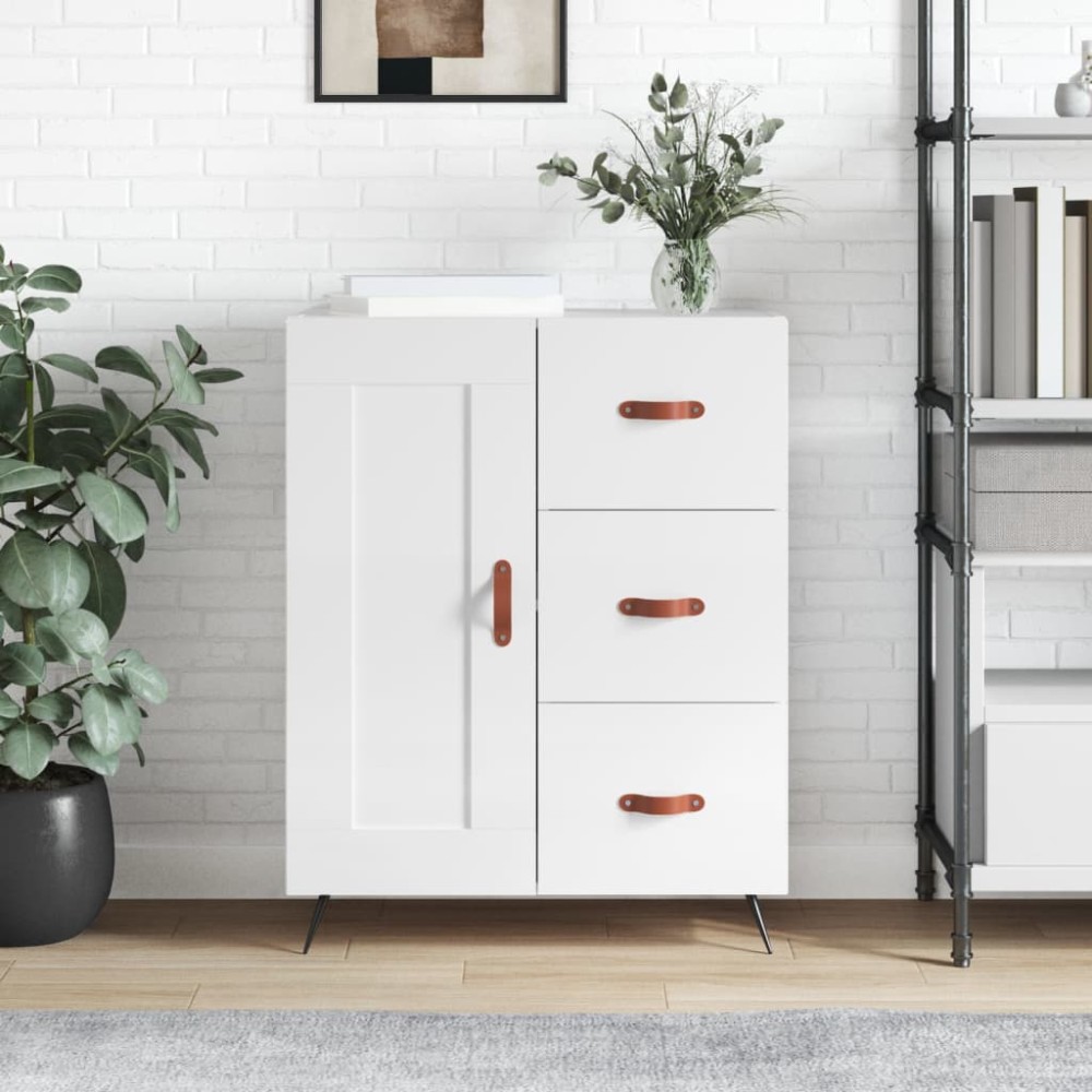 vidaXL Ντουλάπι Γυαλιστερό Λευκό 69,5x34x90cm Επεξεργασμένο Ξύλο 1 τεμ.