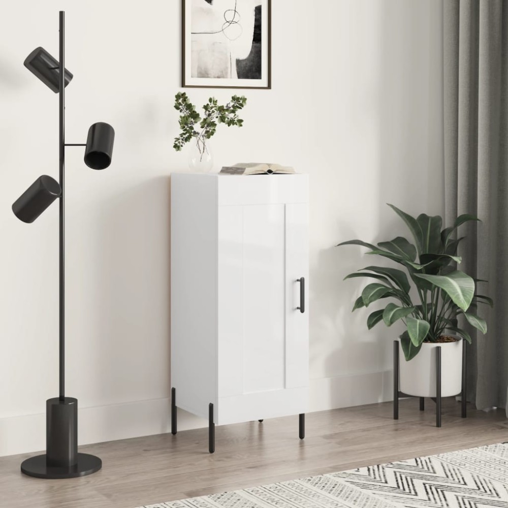 vidaXL Ντουλάπι Γυαλιστερό Λευκό 34,5x34x90cm Επεξεργασμένο Ξύλο 1 τεμ.