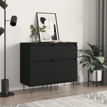 vidaXL Ντουλάπια 2 τεμ. Μαύρα 40x35x70cm από Επεξεργασμένο Ξύλο