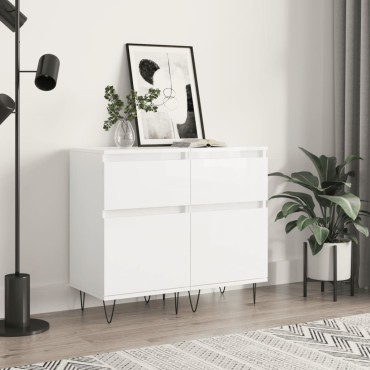 vidaXL Ντουλάπια 2 τεμ. Γυαλιστ. Λευκό 40x35x70cm από Επεξεργ. Ξύλο