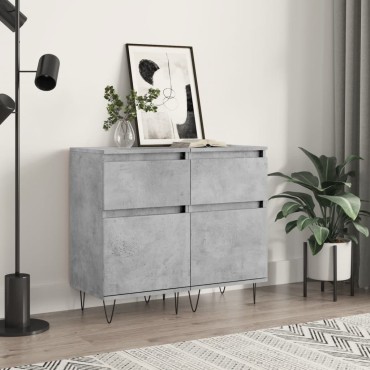 vidaXL Ντουλάπια 2 τεμ. Γκρι Σκυροδ. 40x35x70cm Επεξεργασμένο Ξύλο