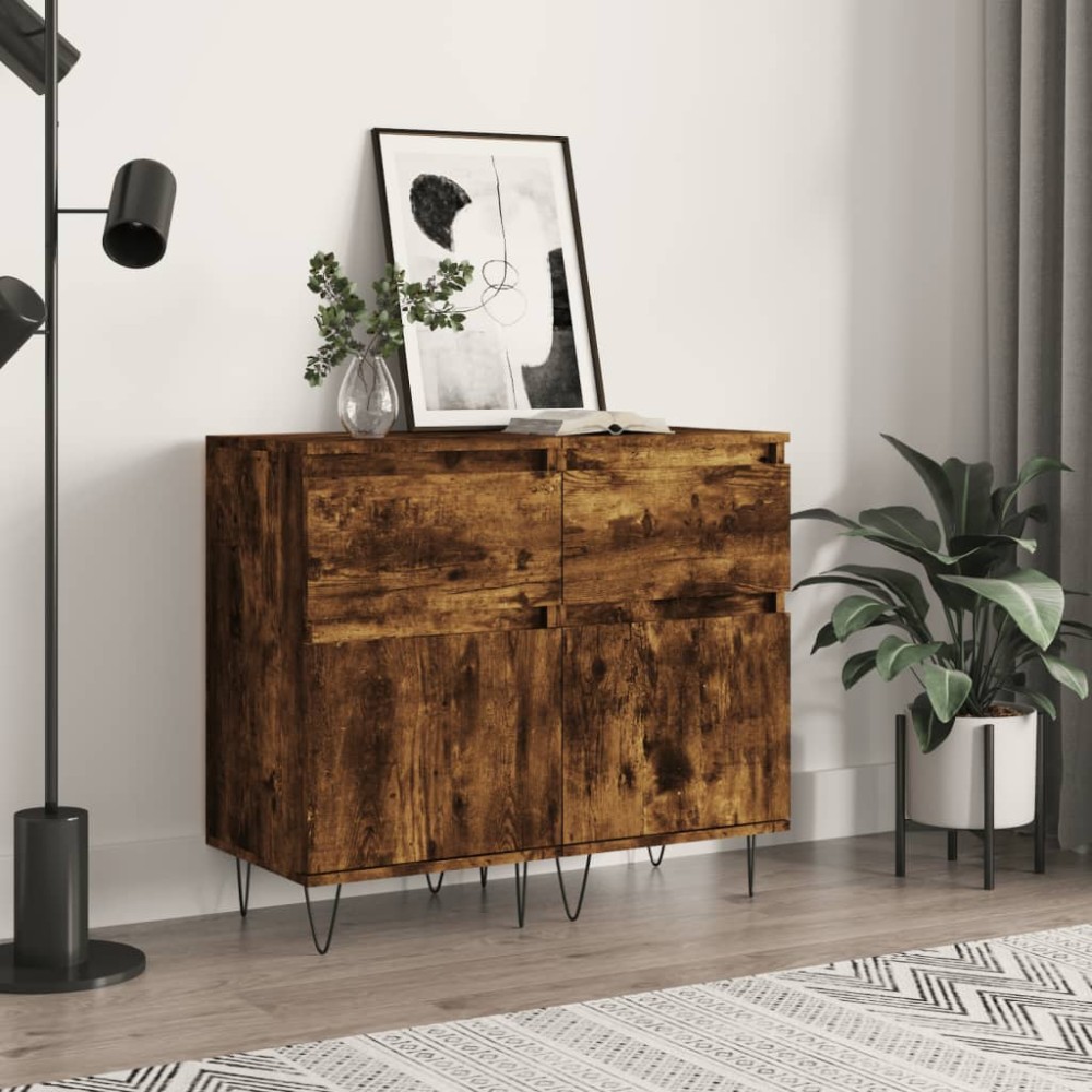 vidaXL Ντουλάπια 2 τεμ. Καπνιστή Δρυς 40x35x70cm από Επεξεργ. Ξύλο
