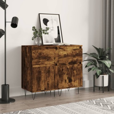 vidaXL Ντουλάπια 2 τεμ. Καπνιστή Δρυς 40x35x70cm από Επεξεργ. Ξύλο