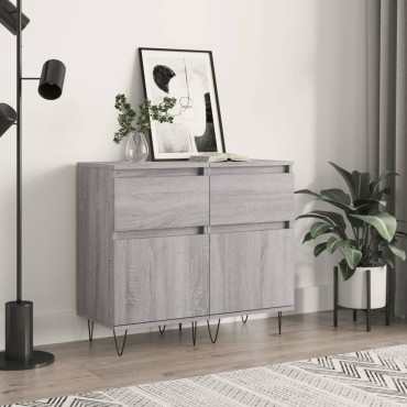 vidaXL Ντουλάπια 2 τεμ. Γκρι Sonoma 40x35x70cm Επεξεργασμένο Ξύλο
