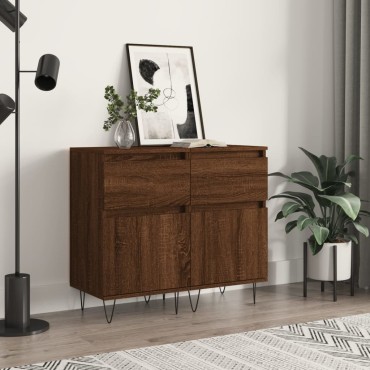 vidaXL Ντουλάπια 2 τεμ. Καφέ Δρυς 40x35x70cm από Επεξεργασμένο Ξύλο