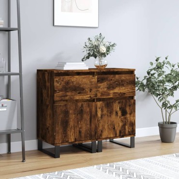 vidaXL Ντουλάπια 2 τεμ. Καπνιστή Δρυς 40x35x70cm από Επεξεργ. Ξύλο