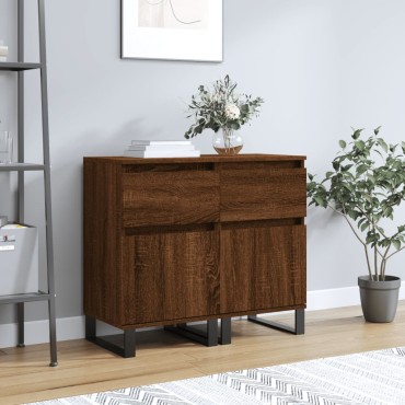 vidaXL Ντουλάπια 2 τεμ. Καφέ Δρυς 40x35x70cm από Επεξεργασμένο Ξύλο