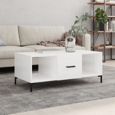 vidaXL Τραπεζάκι Σαλονιού Γυαλ. Λευκό 102x50x40cm Επεξεργ. Ξύλο 1 τεμ.