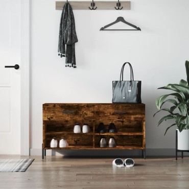 vidaXL Παπουτσοθήκη Καπνιστή Δρυς 102x35x55cm από Επεξεργασμένο Ξύλο