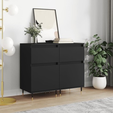 vidaXL Ντουλάπια 2 τεμ. Μαύρα 40x35x70cm από Επεξεργασμένο Ξύλο